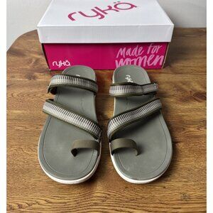 Ryka Stella Q Contour Footbed Women’s Sandals Olive, Size 11 M